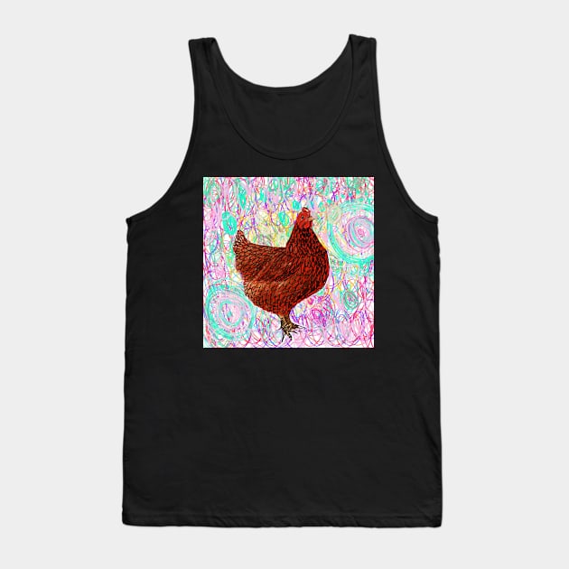 Chicken, hen abstract background, squiggly, little red hen wiggles Tank Top by Edgot